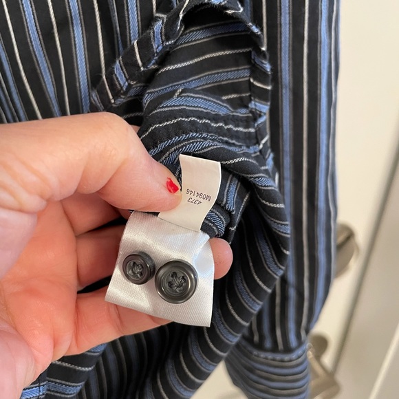 BLUE, Embroidered button Down Shirt Sz M - Picture 5 of 15